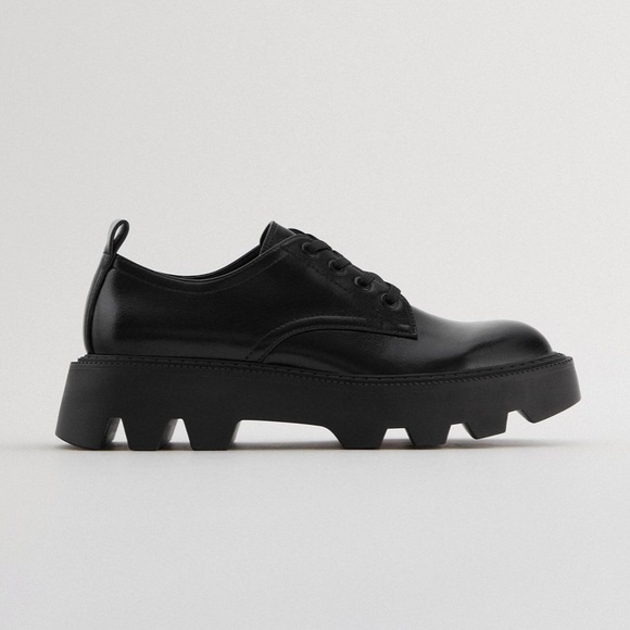 ZARA FLAT PLATFORM DERBY SHOES 9